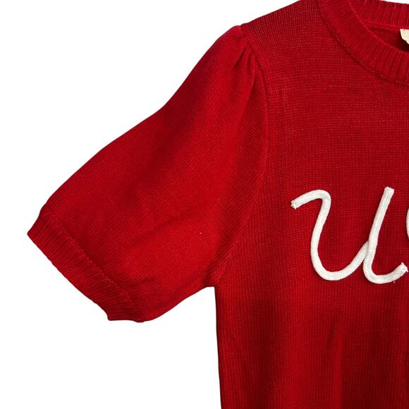 Americana USA Knit Sweater Top Haptics Red Short Sleeve Small - Picture 3 of 7